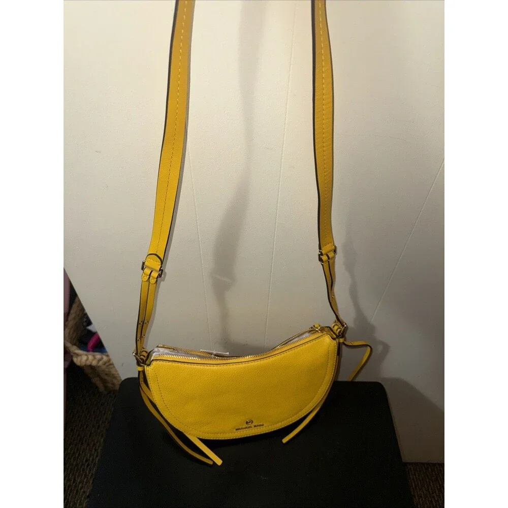 MICHAEL KORS Camden Leather Crossbody Convertible Bag Sunflower , M New With Tag